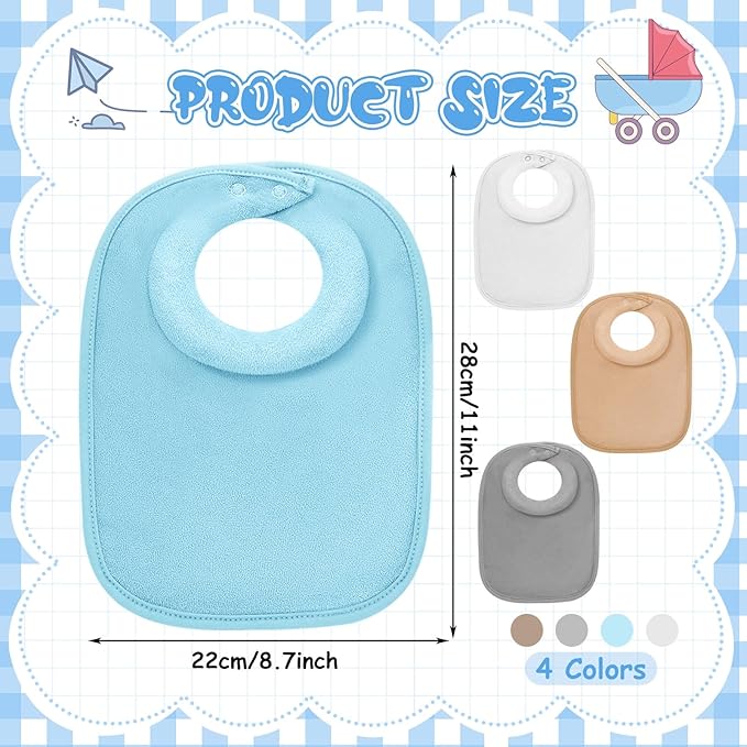 4 Pcs Baby Feeding Bibs for Drooling and Teething Comfi Neck Baby Bib with Padded Collar Absorbent