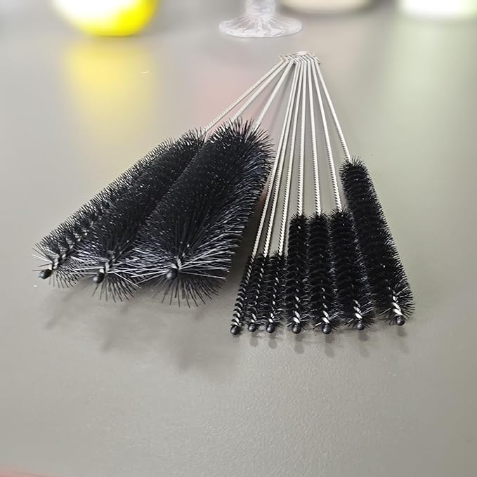 Long Straw Brush, Straw Brush Set 10 Pack, Straw Brush for Tumbler, Sippy Cup, Water Bottle and Hummingbird Feeders.(Black)