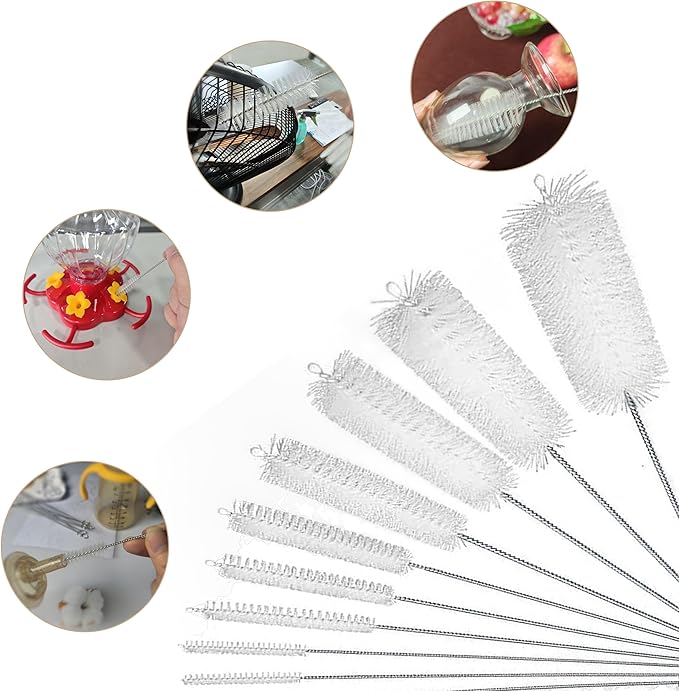 Straw Brush Cleaner, Straw Brush Set 10 Pack, Straw Clean Brush for Tumbler, Sippy Cup, Water Bottle and Hummingbird Feeders.(White)
