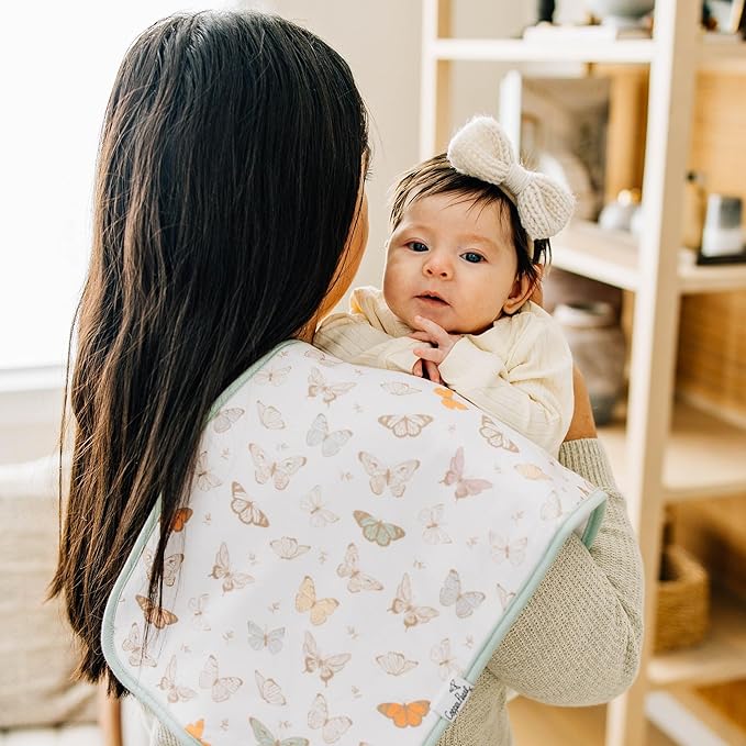 Copper Pearl Baby Burp Cloth Large 21''x10'' Size Premium Absorbent Triple Layer 3-Pack Gift Set Flora