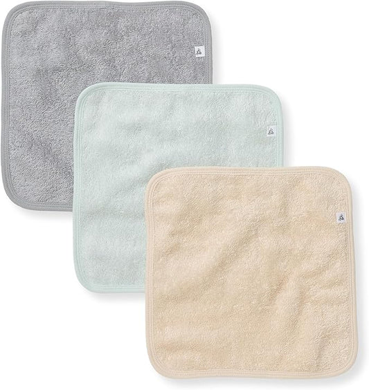 Burt's Bees Baby Infant Washcloths, 100% Organic Cotton, Soft and Super Absorbent Knit Terry & Woven Terry Wash Cloth