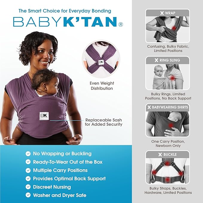 Original Baby K'tan Baby Carrier: #1 Easy Pre-Wrapped, Soft, Slip-On, No Rings, No Buckles | 5 in 1 Baby Sling Gift | The Best Hands Free Infant Wrap For Newborn to Toddler up to 35lb (See Size Chart)