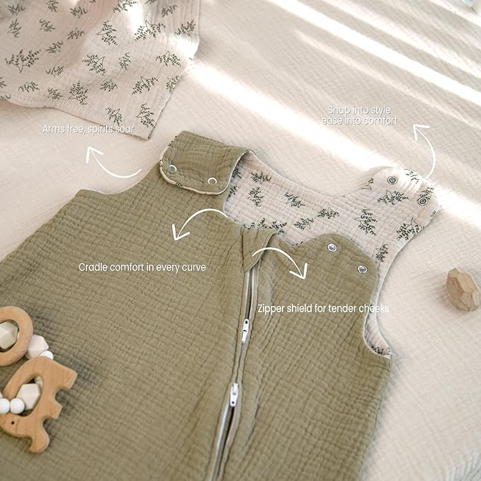lulumoon Sleep Sack Muslin for Baby: Cotton Wearable Blanket for 9-15 Months - Soft Lightweight Ideal for Nursery Lounge Nighttime Naptime 12-18 Months