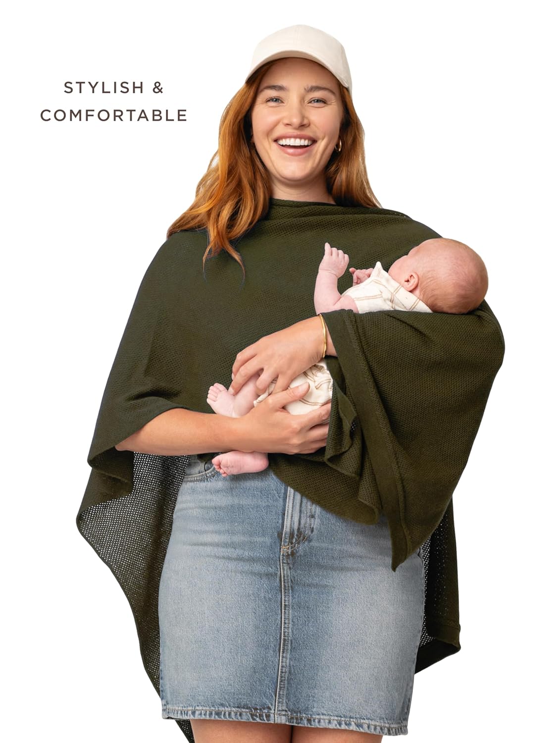 We are Amma | The Cocoon™ - Newborn Essentials Must Haves: Nursing Cover for Breast Feeding Essentials | Nursing Sweater Used as Breastfeeding Cover (Olive, Plus Size)