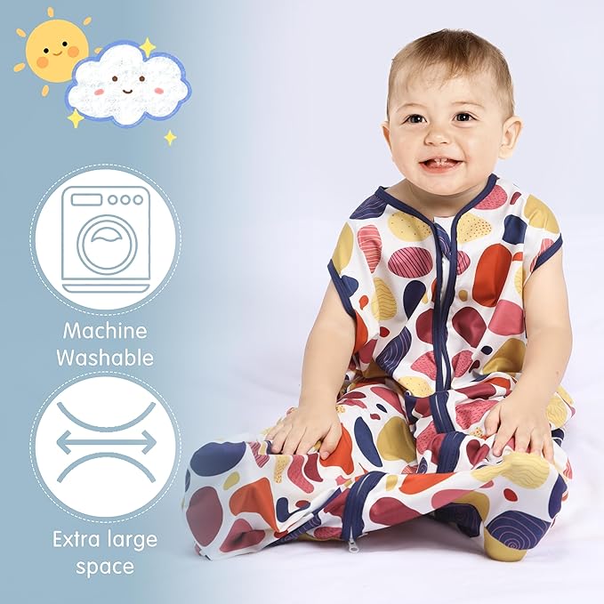 3 Pack Baby Sleep Sack 100% Rayon Cotton Baby Sleeping Bag 2-Way Zipper Toddler Wearable Blankets TOG 0.3. (Leopard&Cobble&Green, 12-18 Months)