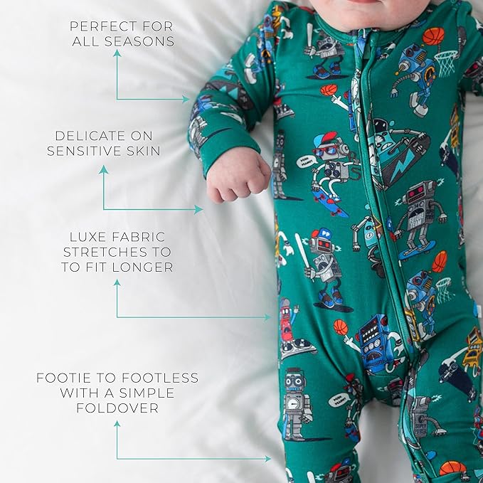 Posh Peanut Convertible Baby Sleepers - Girls Footless Baby Pajamas with 2 Way Zipper for Easy Diaper Changes