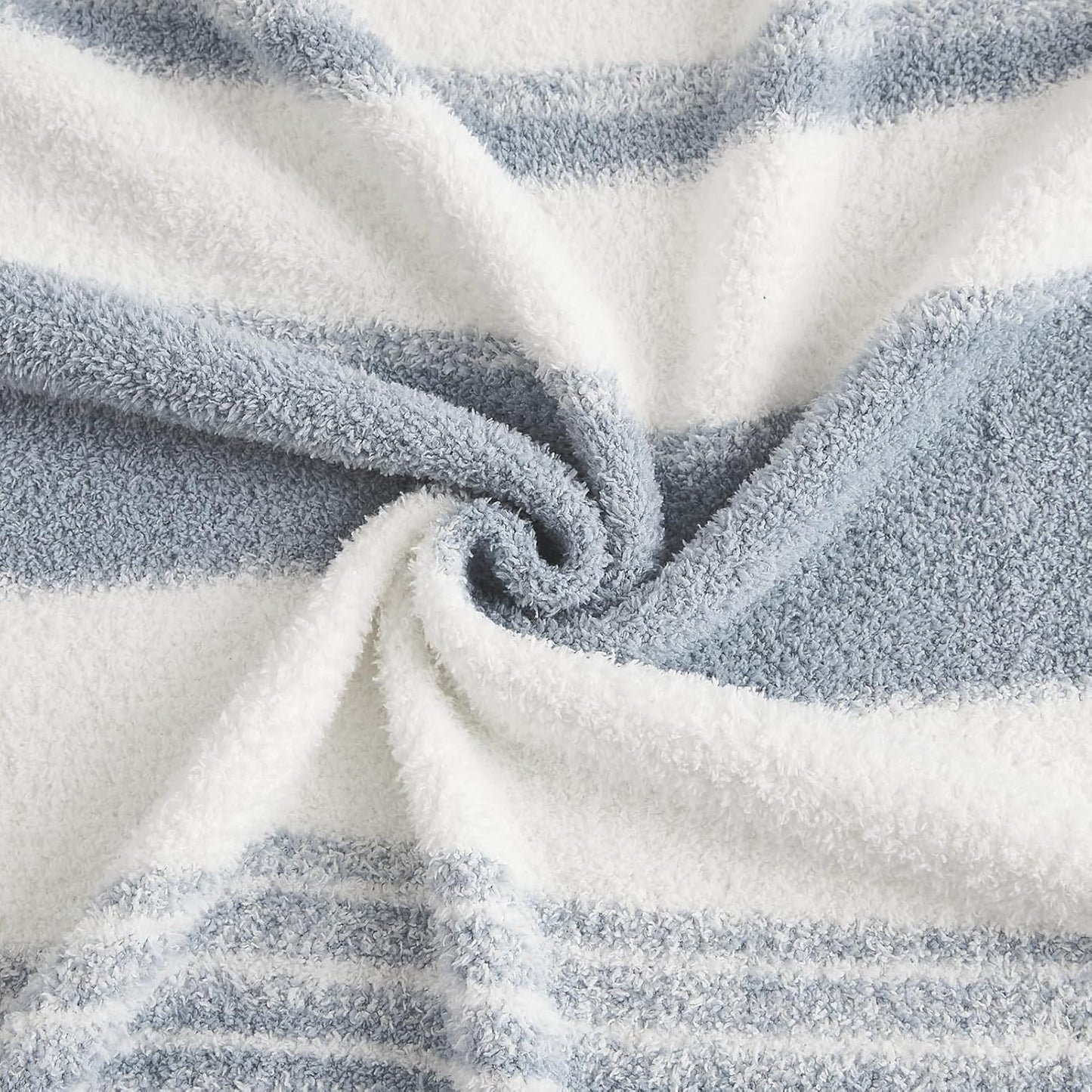 WRENGONGE Grey Blue Throw Blanket, 50x70 Soft Cozy Striped Throw Blankets for Couch, Sofa, Bed, Travel, Lightweight Fluffy Warm Plush Decorative Blankets for Women, Men,Kids Gift