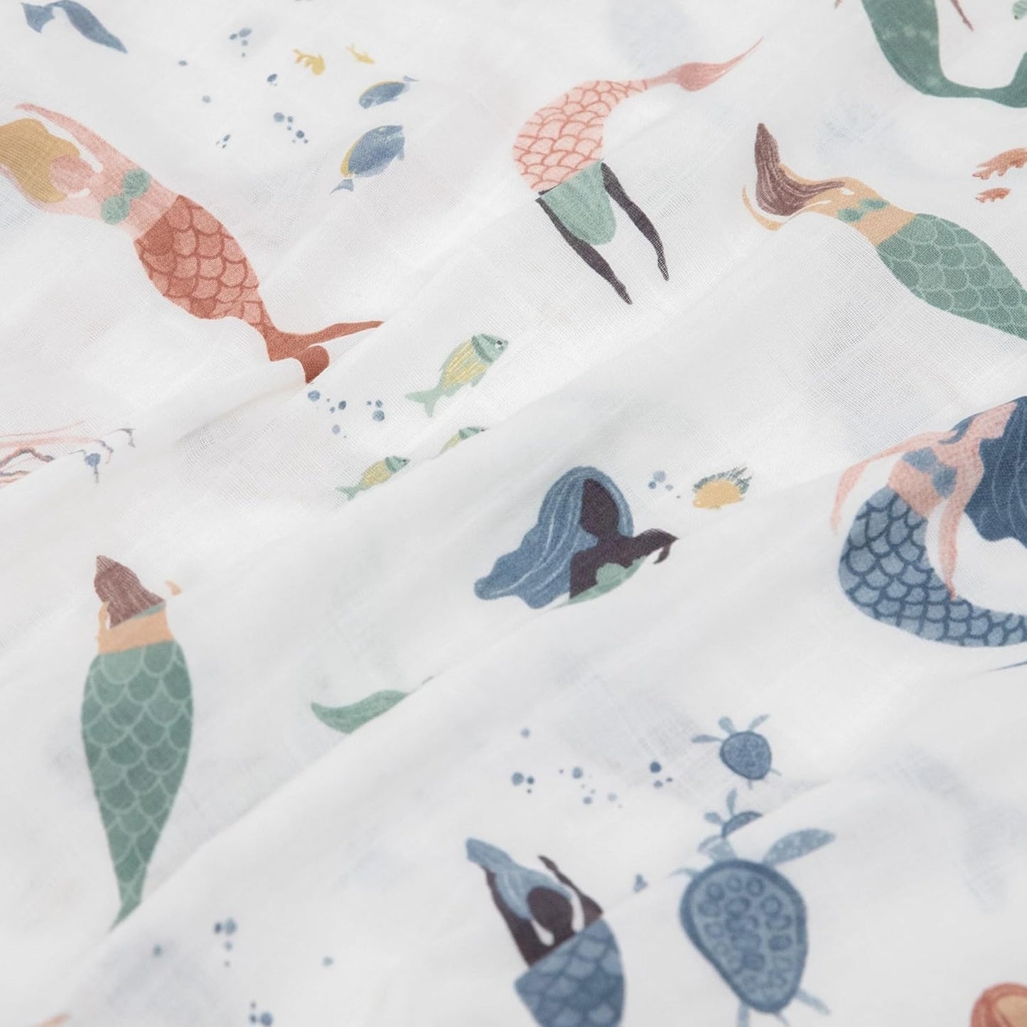 Little Unicorn Standard Pillowcase 2 Pack | Super Soft & Breathable Muslin Fabric | Snug Envelope Closure (Mermaid Party)