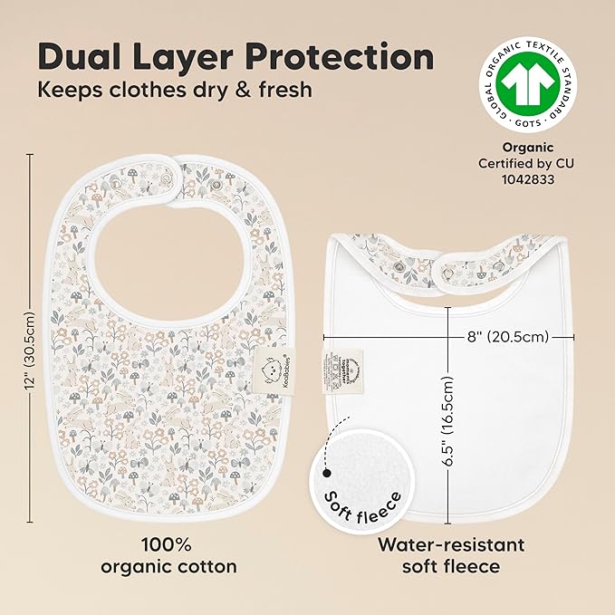 8-Pack Organic Baby Bibs for Boys, Girls - Soft Cotton Drooling and Teething Bibs for Baby Girl & Boy, Extra Absorbent, Easy To Clean & Put On for Toddler, Newborn, Infant 0-24 Months (Prairie)