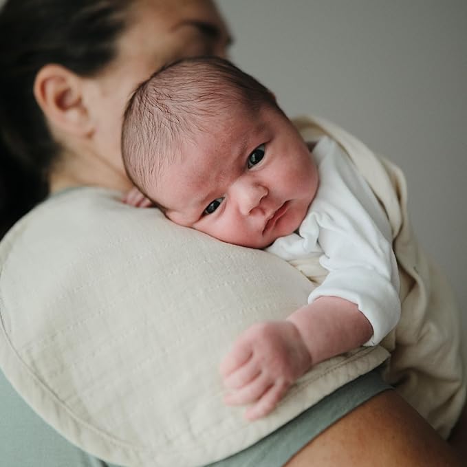 mushie Muslin Baby Burp Cloths | 100% Organic Cotton, Set of 2 (Pastel Blooms/Fog)