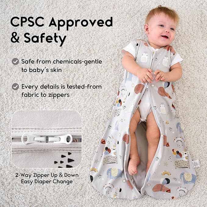 Yoofoss Baby Sleep Sack 0-6 Months 0.5 Tog Wearable Blanket for Baby, 3 Pack 100% Organic Cotton Infant Toddler Sleeping Sack 2-Way Zipper Lightweight Sleep Sack