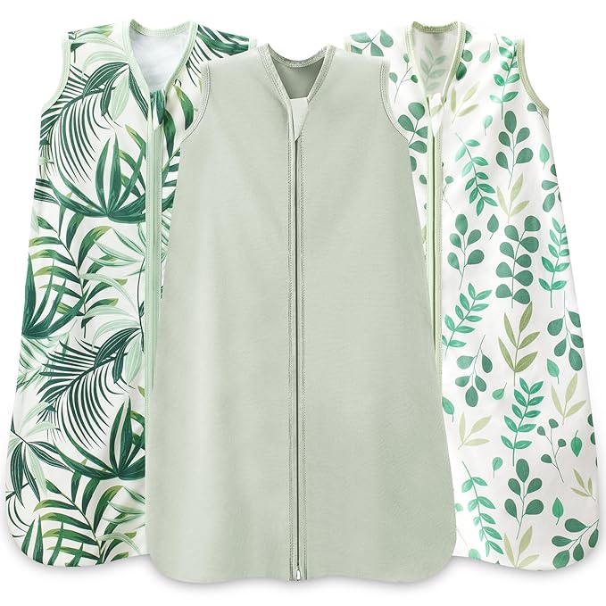 Baby Sleep Sack 0-6 Months,100% Cotton TOG 0.5 Wearable Blanket for Newborn and Infant, 3 Pack 2-Way Zipper Lightweight Sleeping Bags for Toddler