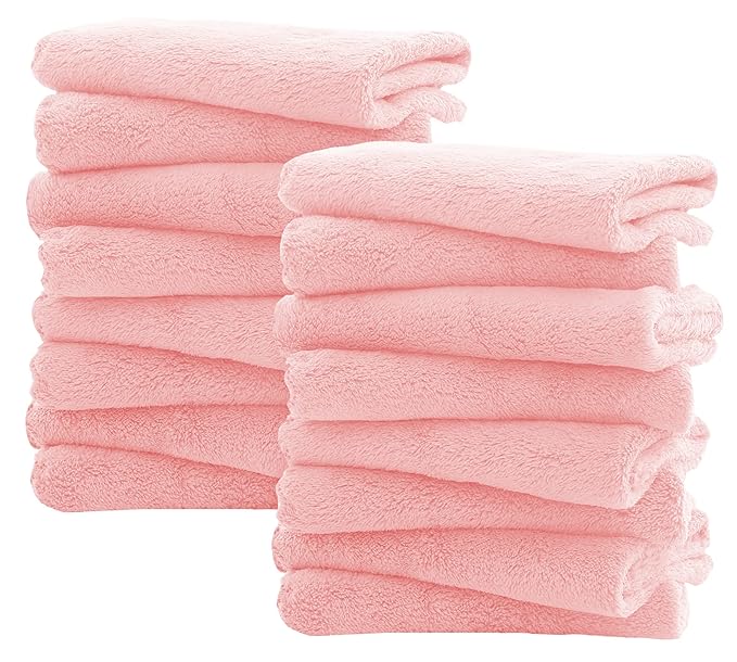 16 Pack Burp Cloths for Baby - 20" by 10" Ultra Absorbent Burping Cloth, Newborn Towel - Milk Spit Up Rags - Burpy Cloths for Unisex, Boy, Girl - Burp Cloths Set (Pink)