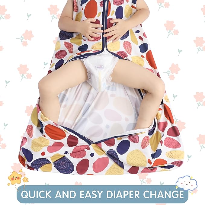 3 Pack Baby Sleep Sack 100% Rayon Cotton Baby Sleeping Bag 2-Way Zipper Toddler Wearable Blankets TOG 0.3. (Leopard&Cobble&Green, 12-18 Months)