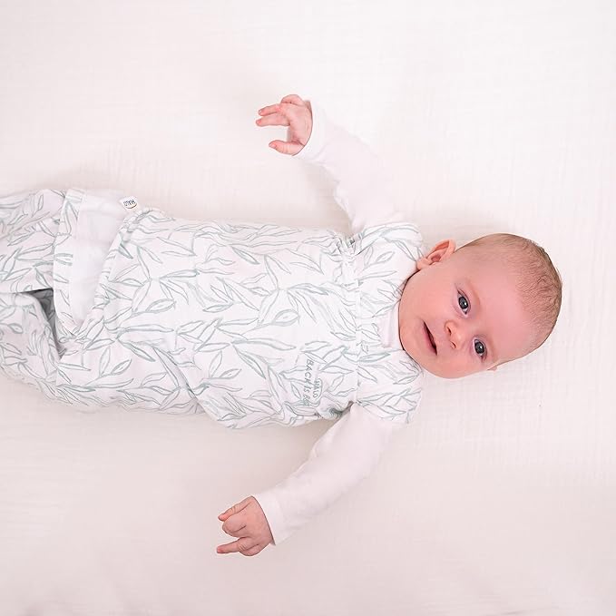 HALO 100% Cotton Sleepsack Swaddle, 3-Way Adjustable Wearable Blanket, TOG 1.5, Leaves, Small, 3-6 Months