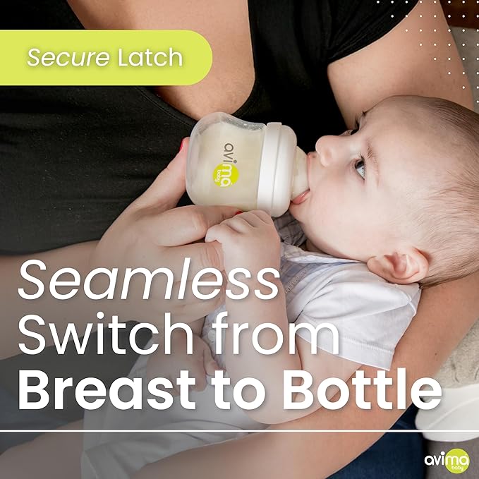 Avima Baby 12 oz Anti Colic Baby Bottles for Breastfed Babies - Fast Flow Nipples, Wide Neck Bottle, BPA Free - 9-12 Months, Stage 3 (Set of 3)