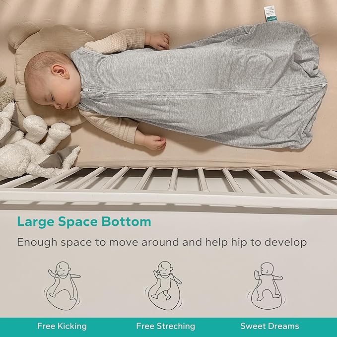 Rayon Made from Bamboo Sleep Sack, 0.5 TOG Wearable Blanket Baby, Sleep Sack 6-12 Months for Spring and Summer, Grey