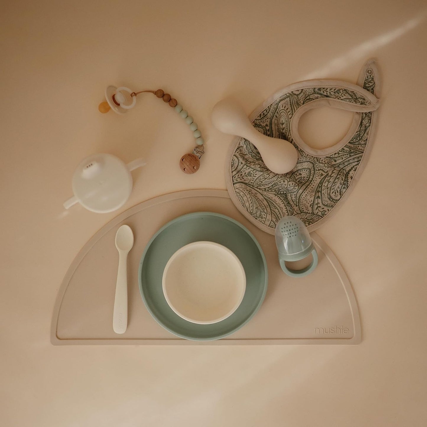 mushie Silicone Baby Shaker Rattle Toy | Ages 3+ Months (Shifting Sand)