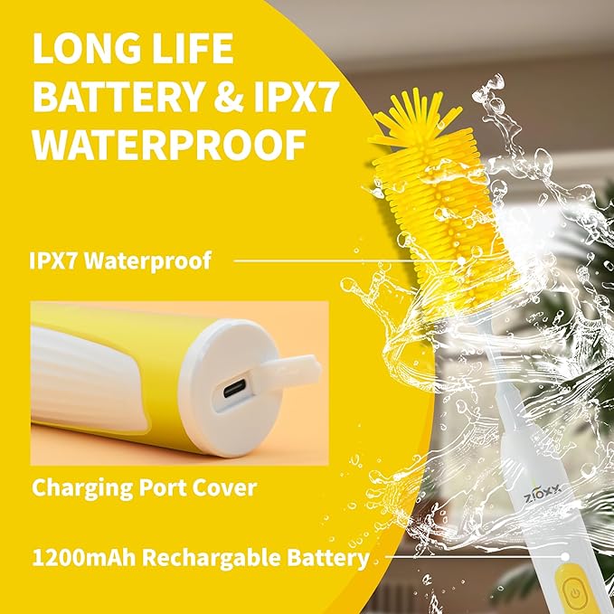 Electric Bottle Brush Cleaner, Portable Electric Baby Bottle Brush Cleaner for Travel, Rechargable Travel Bottle Cleaner Kit with Nipple & Straw Brush, Perfect Mom Essentials After Birth Gift, Yellow