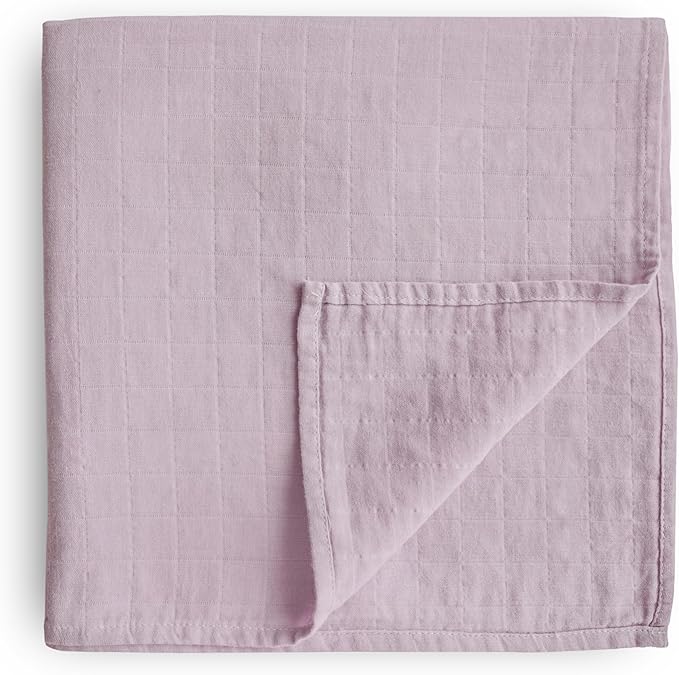 mushie Muslin Baby Swaddle Blanket | 100% Organic Cotton (Soft Mauve)