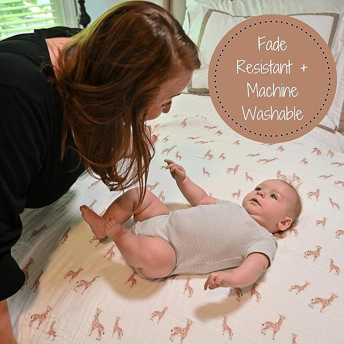 LollyBanks Baby Blanket, 100% Cotton Muslin Swaddle Blankets for Boys and Girls, Large 47 x 47 Inches Newborn Receiving Blankets, Soft and Breathable Newborn Blanket, Registry (Giraffe Print)