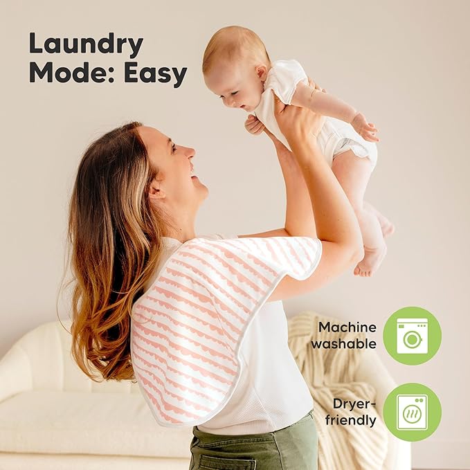 KeaBabies 4-Pack Baby Burp Cloths Baby Girl, Boy - Organic Cotton Burp Cloth, Extra Large, Absorbent, Soft Burping Cloths & Bibs Set for Babies, Newborn Burp Clothes, Thick Burp Rags (Sweet Charm)