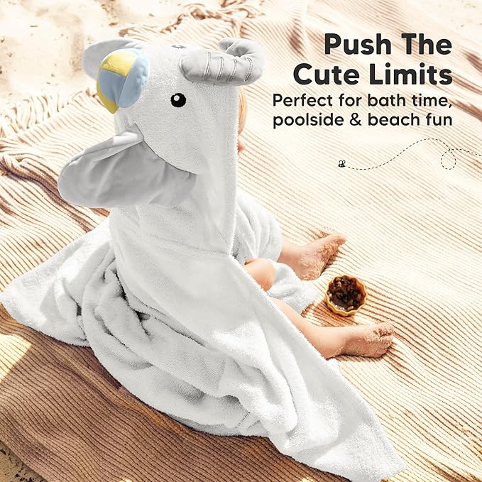 KeaBabies Organic Baby Towel with Hood for Girls, Boys - Soft, Absorbent, 100% Cotton Hooded Baby Towels for Newborns, Infants, Large Hooded Bath Towels for Babies, Kids, Toddler 1-3 (Ethan)