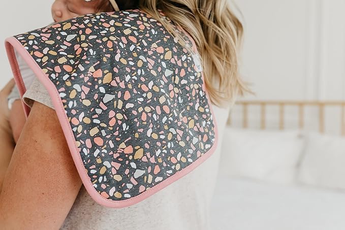 Copper Pearl Premium Baby Burp Cloths - 3-Pack Large Cotton Burp Cloths, Extra Soft Spit Up Rags with 3 Absorbent Layers, Perfect for Baby Boy and Baby Girl Gifts (21" x 10" Size, Zella Set)