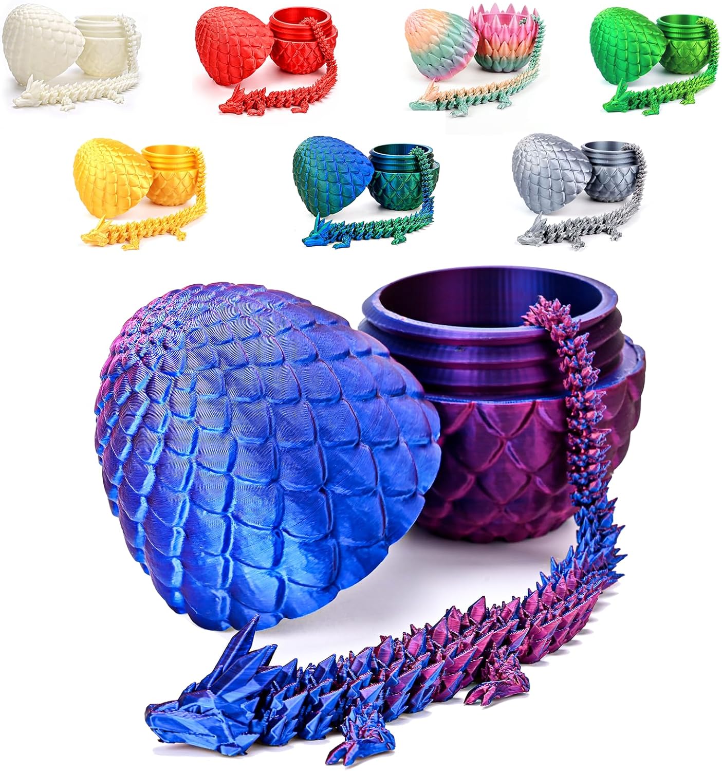 12inch Dragon Egg, Year of The Dragon, 3D Printed Dragon, Executive Desk Toys, Articulated Dragon, Fidget Toys Gifts for Graduates Students Teachers Adults (Purple)