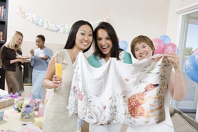 100% Organic Cotton Muslin Monthly Baby Milestone Blanket with Wooden Hello World Newborn Sign, Newborn Photography Props, Birth Announcement Sign, Woodland