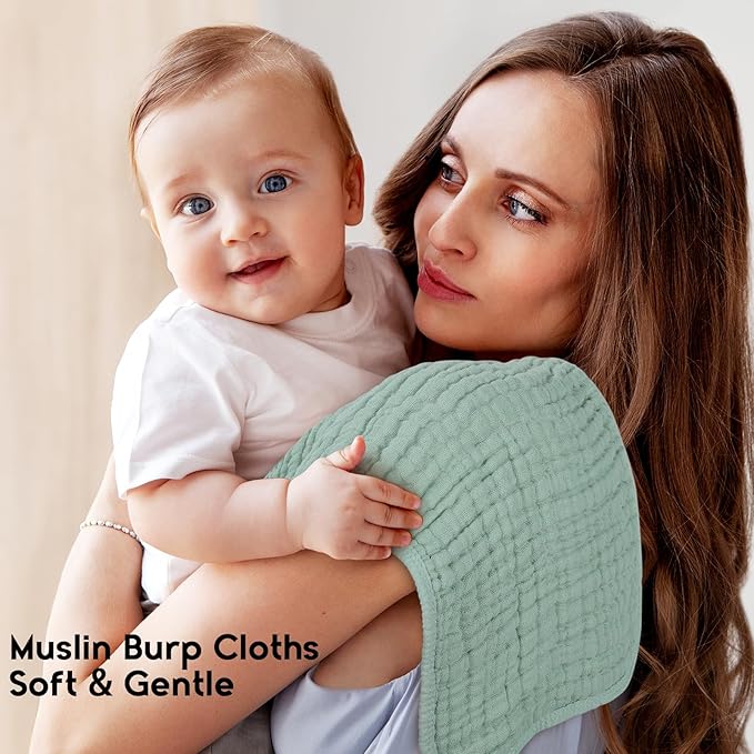 Muslin Burp Cloths for Baby 100% Cotton Burping Cloths for Boys Girls Large 20''X10'' Extra Soft and Absorbent 12 Pack - Multicolor