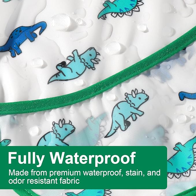 Accmor Baby Bibs, Waterproof Baby Toddler Bibs, Apron Smock Bib for Baby Boys Girls, Essential Must Have for Eating, Feeding