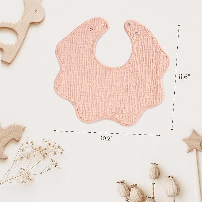 Konssy Muslin Baby Bibs 100% Cotton Absorbent Bandana Drool Bibs for Teething and Drooling, 6-Pack for Baby Boys & Girls