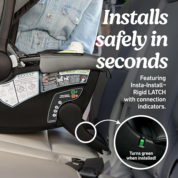 Graco Gomax Infant Car Seat, Orchid Haze, Lightweight, Reclining Rear Facing Car Seat Installs with or Without a Base