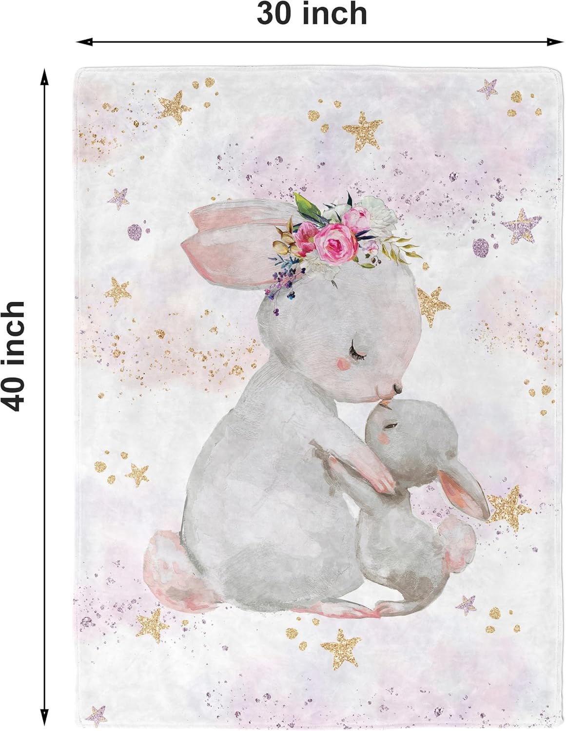UNIQUE Bunny Ultra Soft Fleece Baby Blanket 30x40in, Girl Crib Blanket, Girl