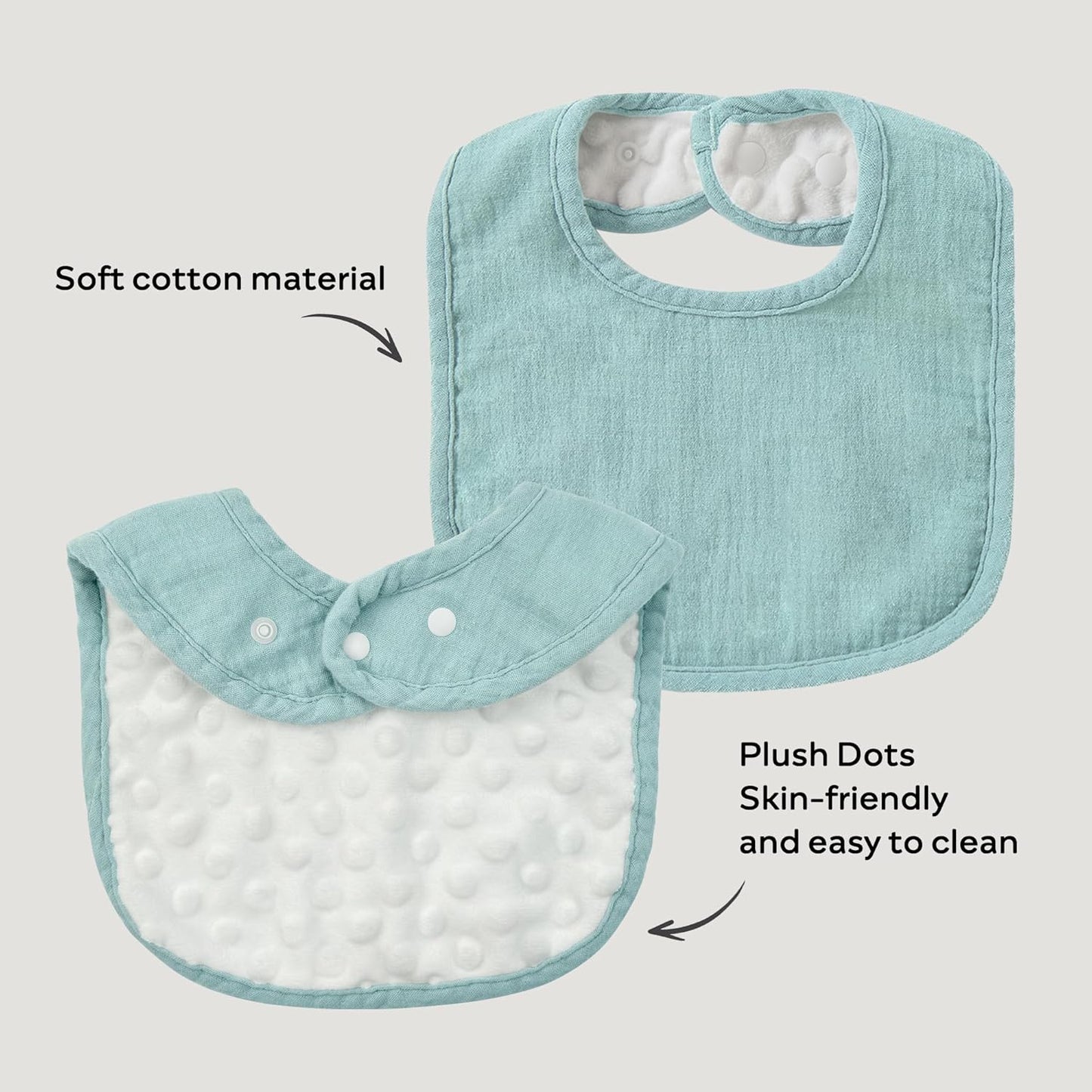 JELLYMONI 8 Pack Muslin Drool Bibs for Babies - Soft Adjustable Bandana Bib with Snaps, Absorbent Unisex Teething Bib for Newborn Girls & Boys