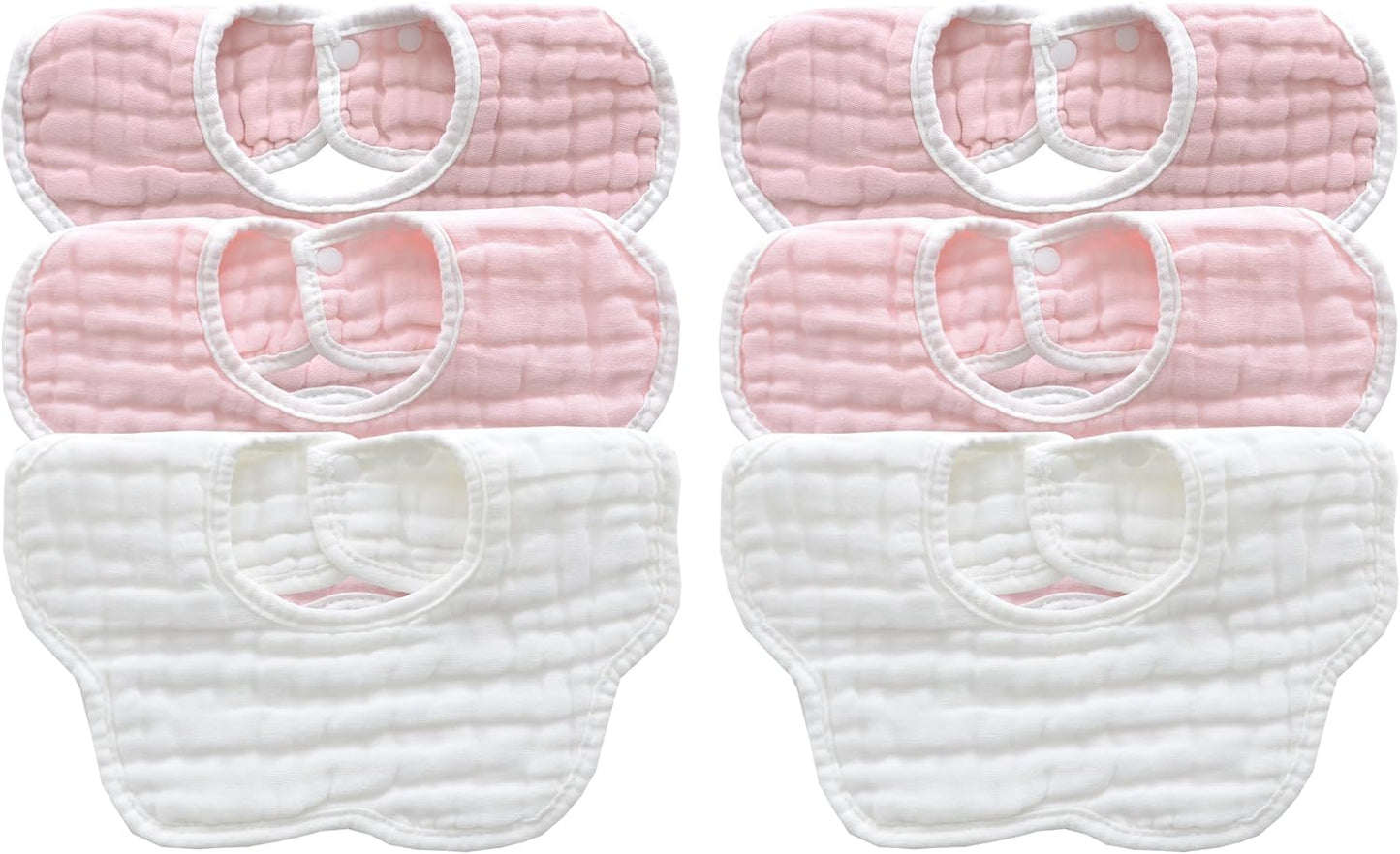MUKIN Baby Drooling Towel, Snap Bibs, Muslin Bibs, 6 Pack, Adjustable, Soft Cotton