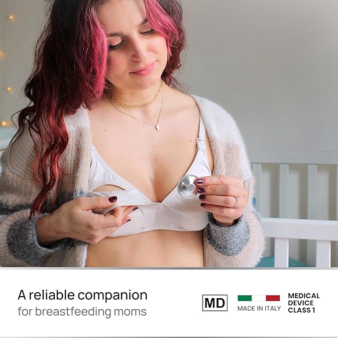Original Italian Silver Nursing Cups - Nipple Shields for Breastfeeding - Helps Soothe and Protect Sore Nipples - Dermatologically Tested - Medical Device FDA-Registered (Universal Fit)
