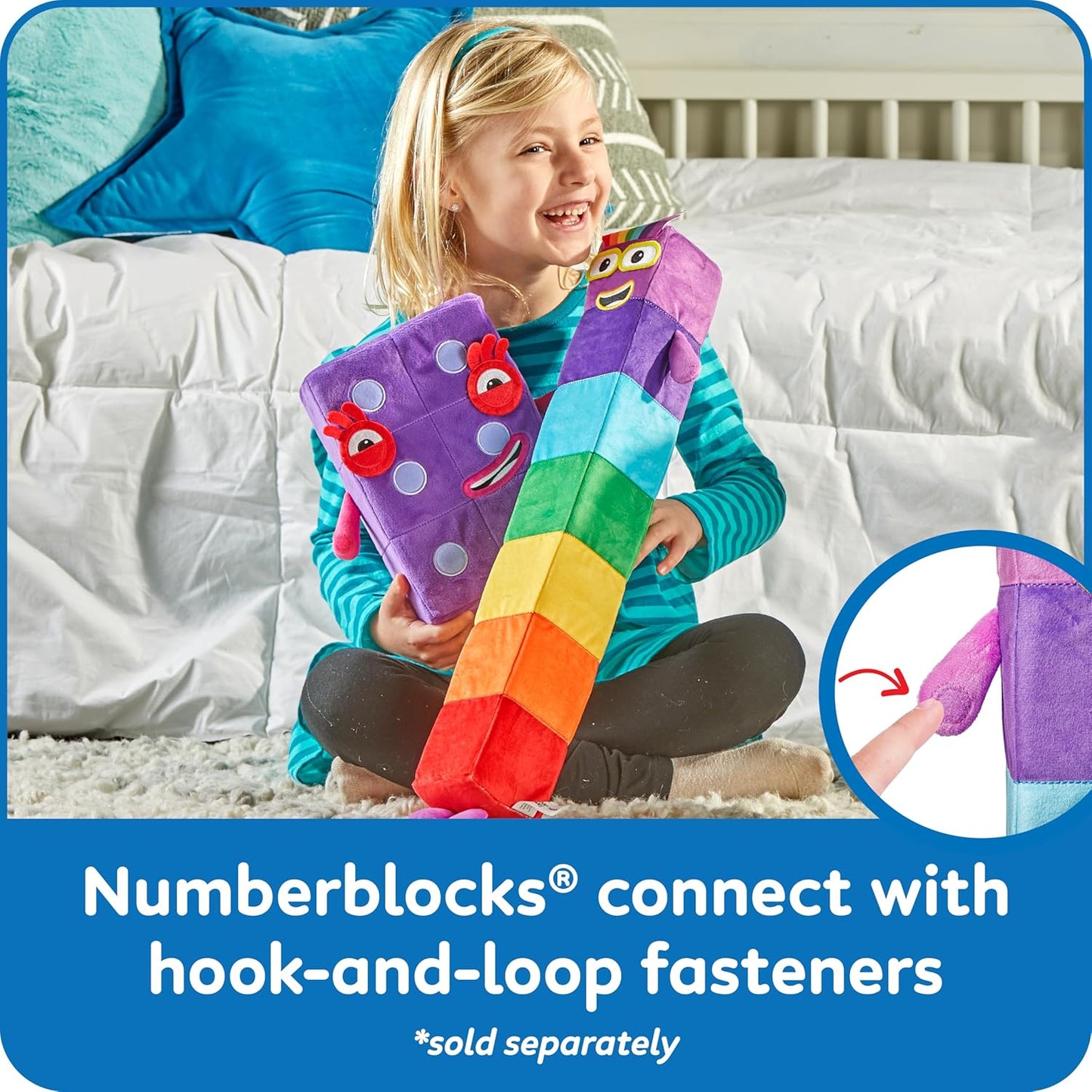 hand2mind Numberblock Seven Playful Pal, Plush Figure Toys, Numbers for Toddlers, Preschool Math Learning Toys, Stuffed Animal Plushies, Counting Blocks, Soft Stuffies, Kids Birthday Gifts