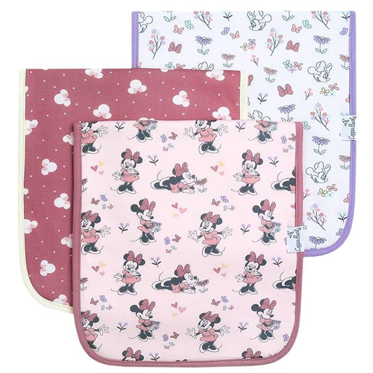 Baby Burp Cloth Large 21''x10'' Size Premium Absorbent Triple Layer 3-Pack Gift Set "Minnie Mouse" by Copper Pearl