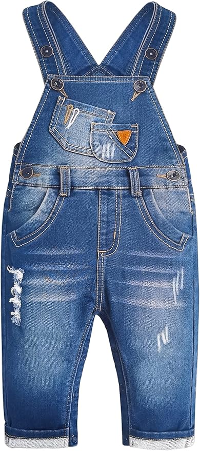 KIDSCOOL SPACE Baby Toddler 2 Buttons Adjustable Straps Fashion Jean Overall