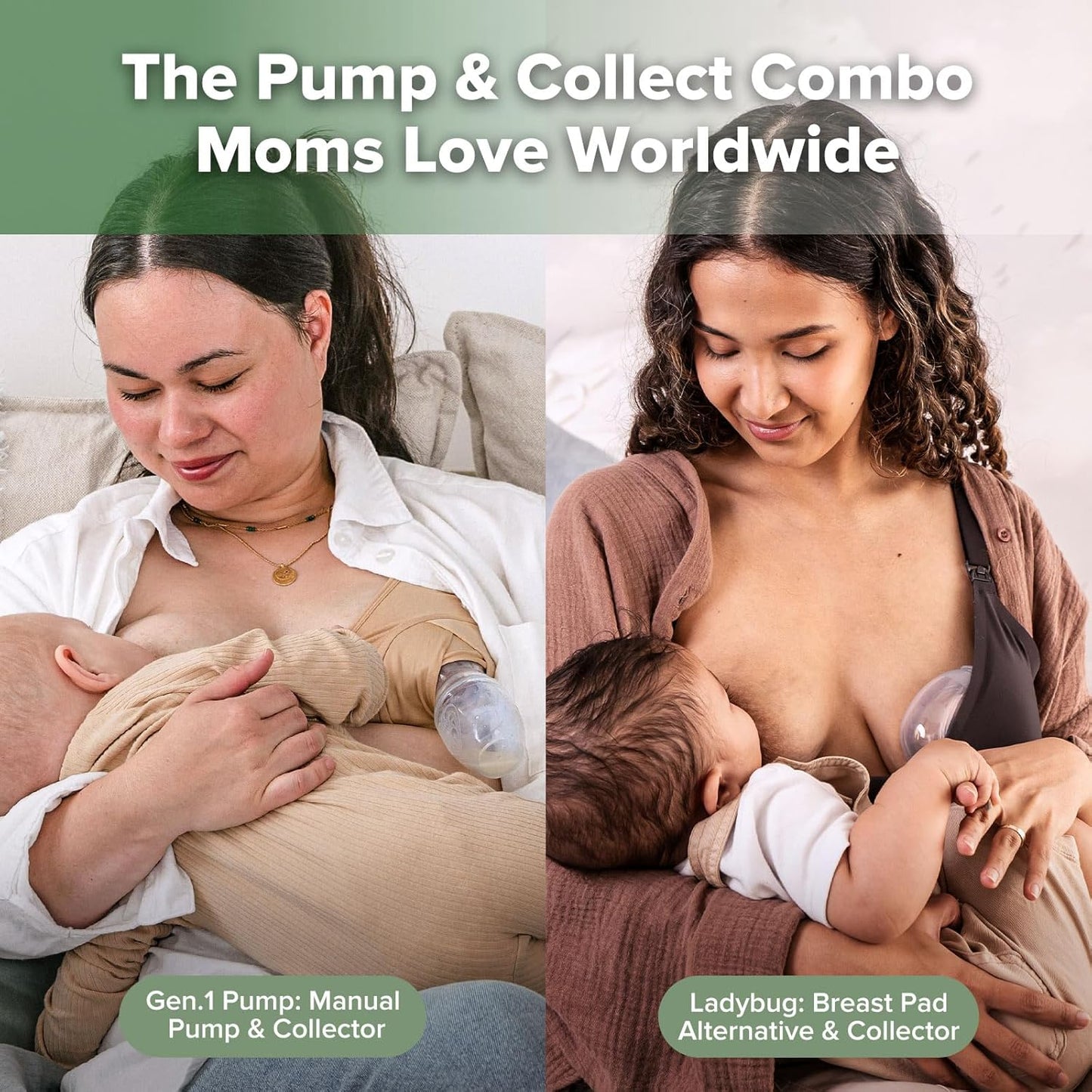 haakaa Manual Breast Pump for Breastfeeding 4oz/100ml and Ladybug Milk Collector 2.5oz/75ml Combo, Food-Grade Silicone