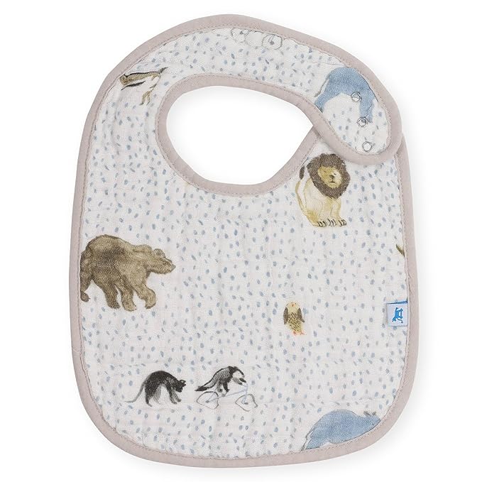 Little Unicorn Premium Classic Bib 3 pack | Adjustable as baby grows | Soft fabric on skin | Great for first time eaters (Party Animals)