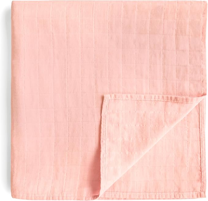 mushie Muslin Baby Swaddle Blanket | 100% Organic Cotton (Rose Vanilla)