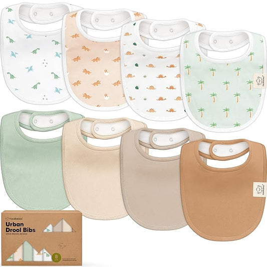 8-Pack Organic Baby Bibs for Boys, Girls - Soft Cotton Drooling and Teething Bibs for Baby Girl & Boy, Extra Absorbent, Easy To Clean & Put On for Toddler, Newborn, Infant 0-24 Months (Roarsome)
