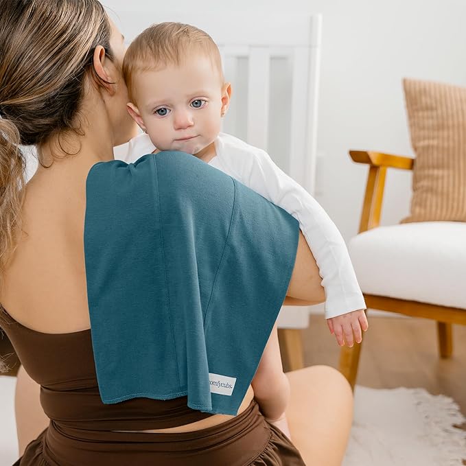 Comfy Cubs Baby Burp Cloths Set (Pack of 6) - Large, 6-Layer, Ultra Absorbent 100% Cotton for Infant Spit-Up, Drool, and Messes - Soft, Gentle, Thoughtful New Born Baby Gifts, Neptune