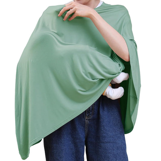 Multi-use Nursing Cover for Breastfeeding, 360°Full Coverage Nursing Poncho, Rayon Soft & Breathable Breastfeeding Cover up (Smooth Rayon, Sage Green)