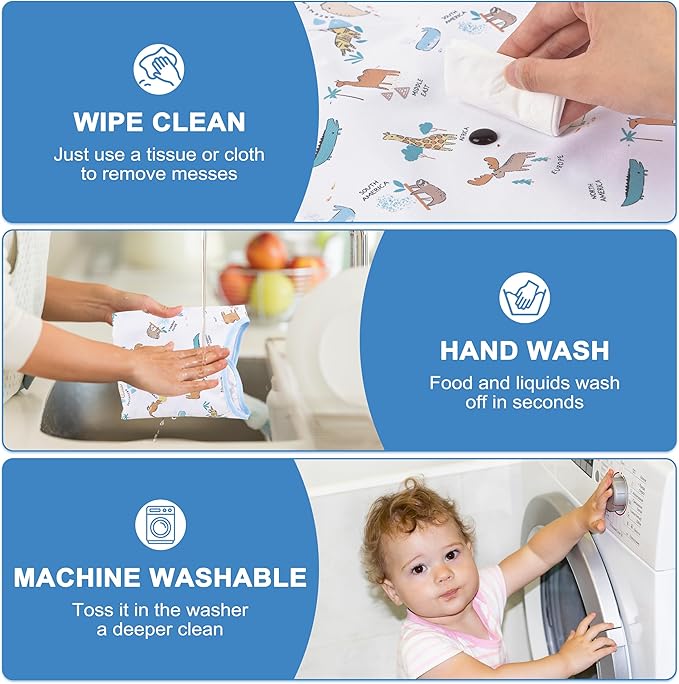 Long Sleeve Baby Bib For Eating Feeding Mess Proof Waterproof Food Smock Bibs With Pocket For Newborn Boy Girl