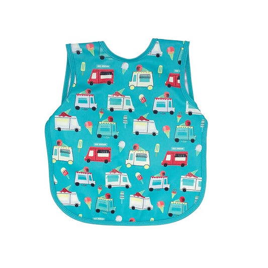 BapronBaby Ice Cream Truck Bapron - No Neck Tie Safer Bib for Baby & Toddler - Soft Waterproof Stain Resistant - Machine Washable - Sz Baby/Toddler 6m-3T