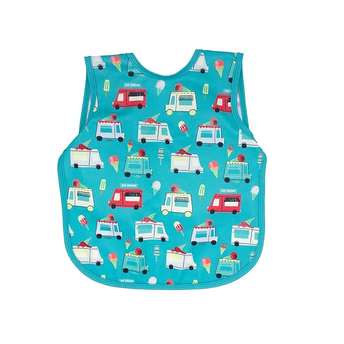 BapronBaby Ice Cream Truck Bapron - No Neck Tie Safer Bib for Baby & Toddler - Soft Waterproof Stain Resistant - Machine Washable - Sz Preschool 3-5yrs